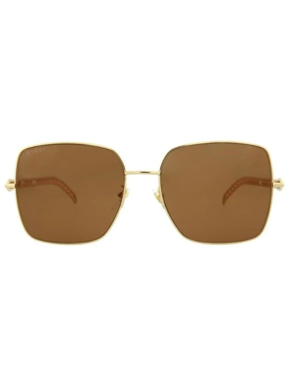 New New Gucci Womens Square/Rectangle Gold Gold Brown Fashion Designer Sunglasse